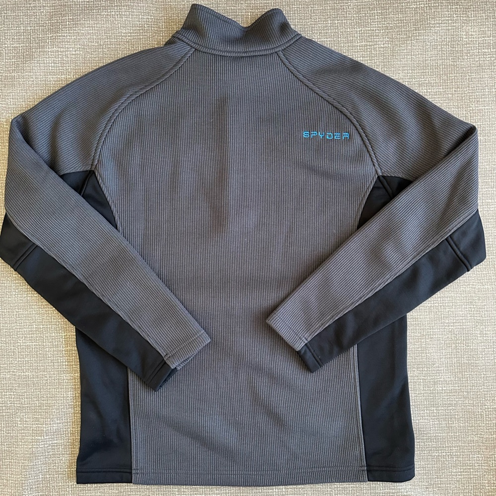 Spyder Mens XL 1/4 Zip Performance Pullover Gray Black Athletic Outdoor Top - Picture 2 of 14